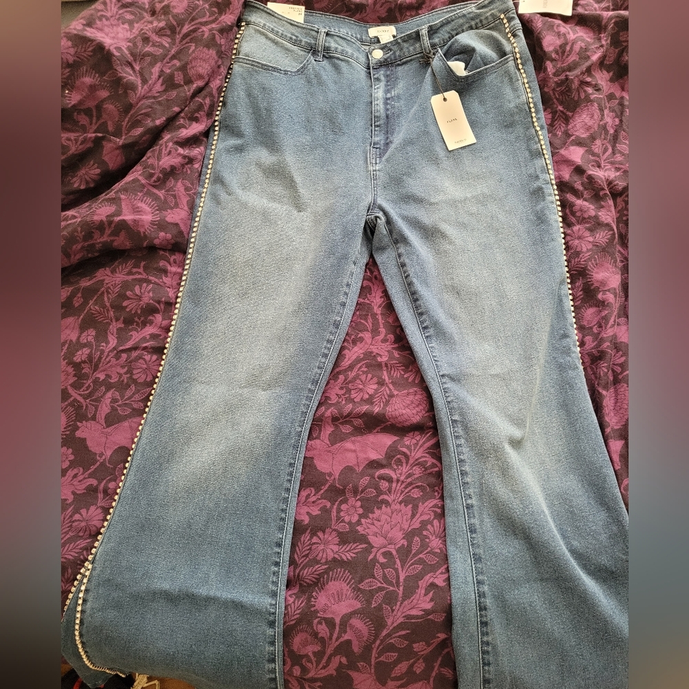 Forever 21 Rhinestone High-Rise Flare Jeans in 34